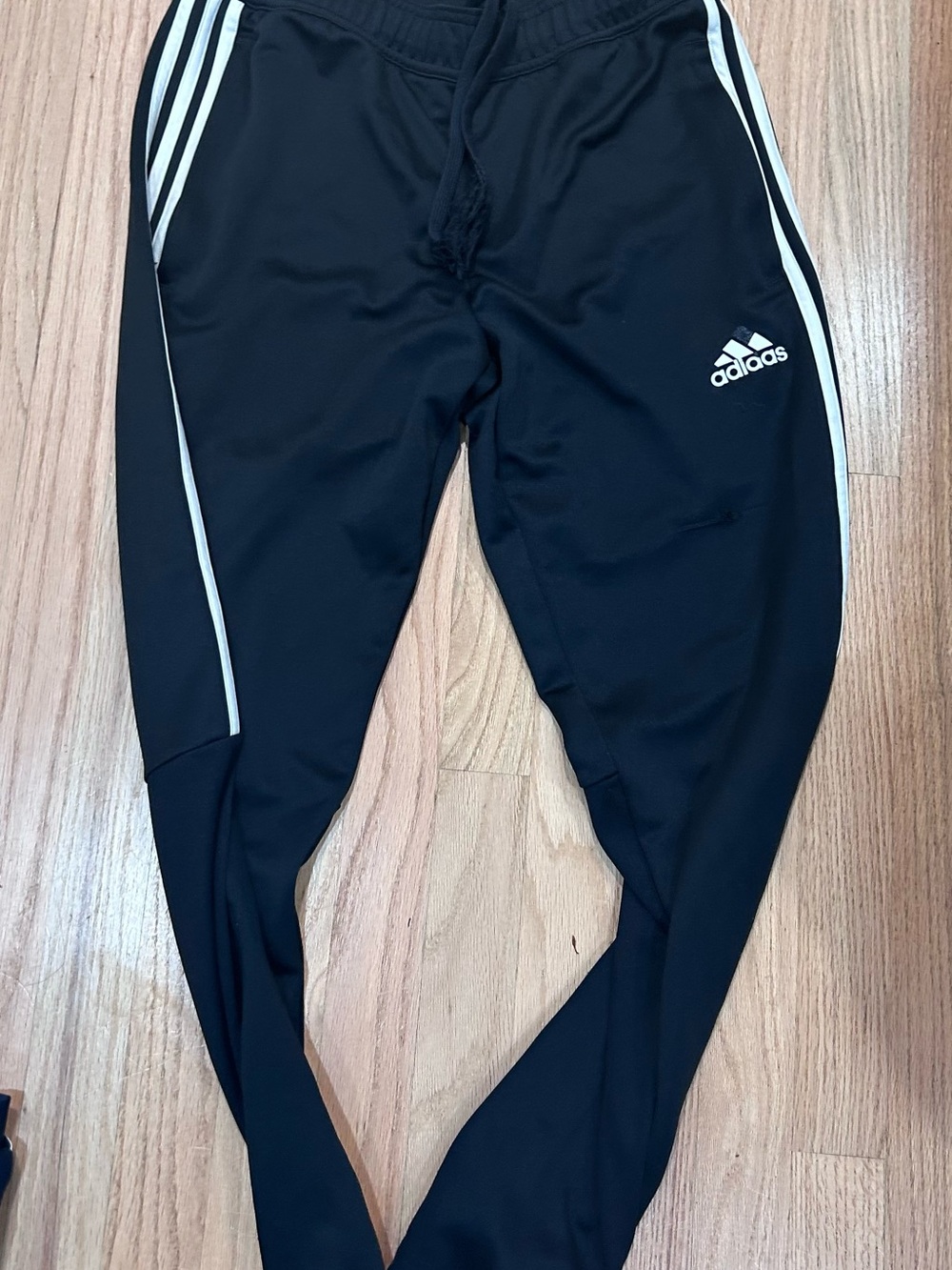 adidas Black Joggers with White Stripe Detail